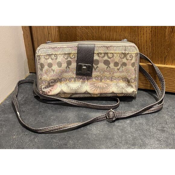 Sakroots Crossbody Wallet Women’s Pasta Gray Aztec - Picture 1 of 7